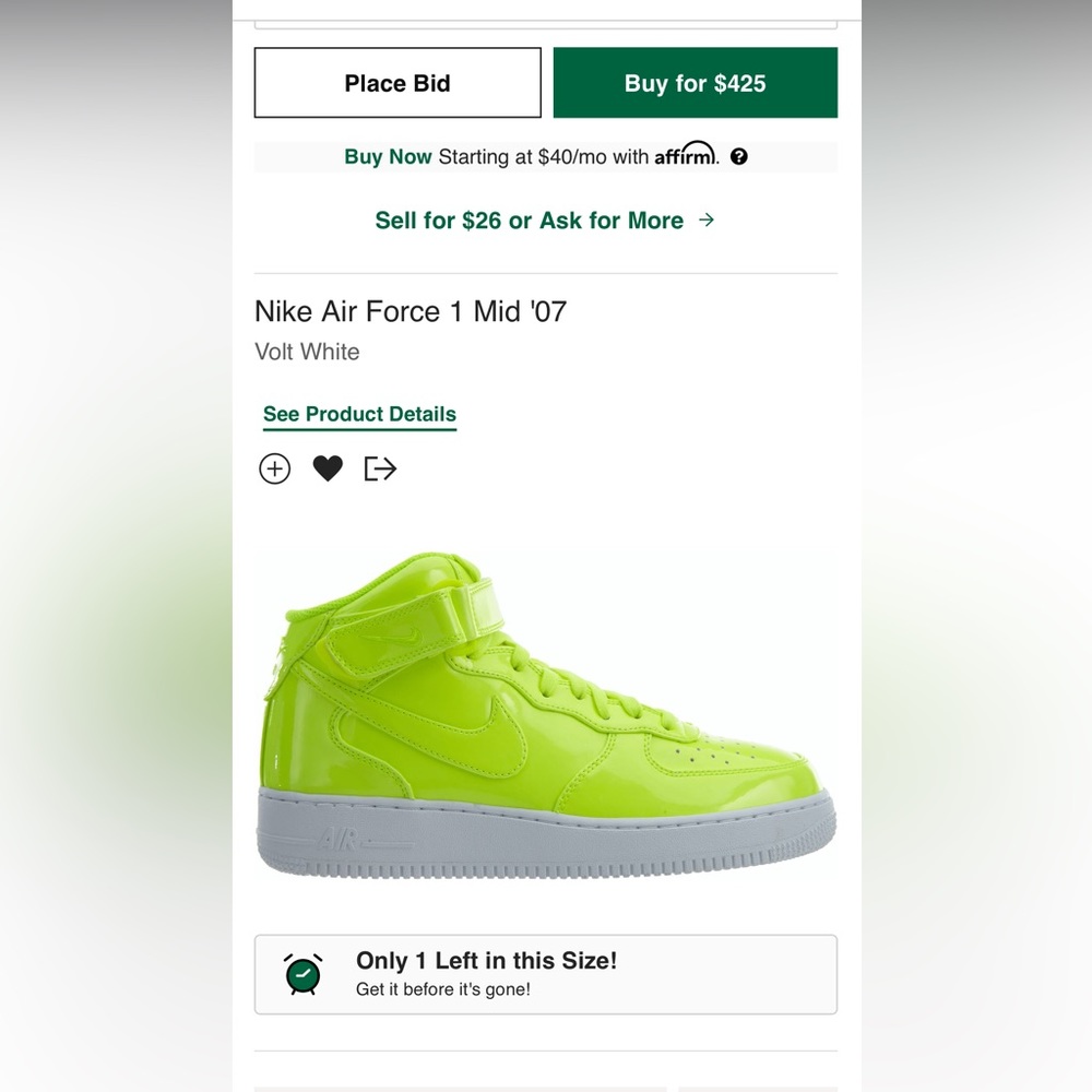 Neon Lime Nike Air Force ones